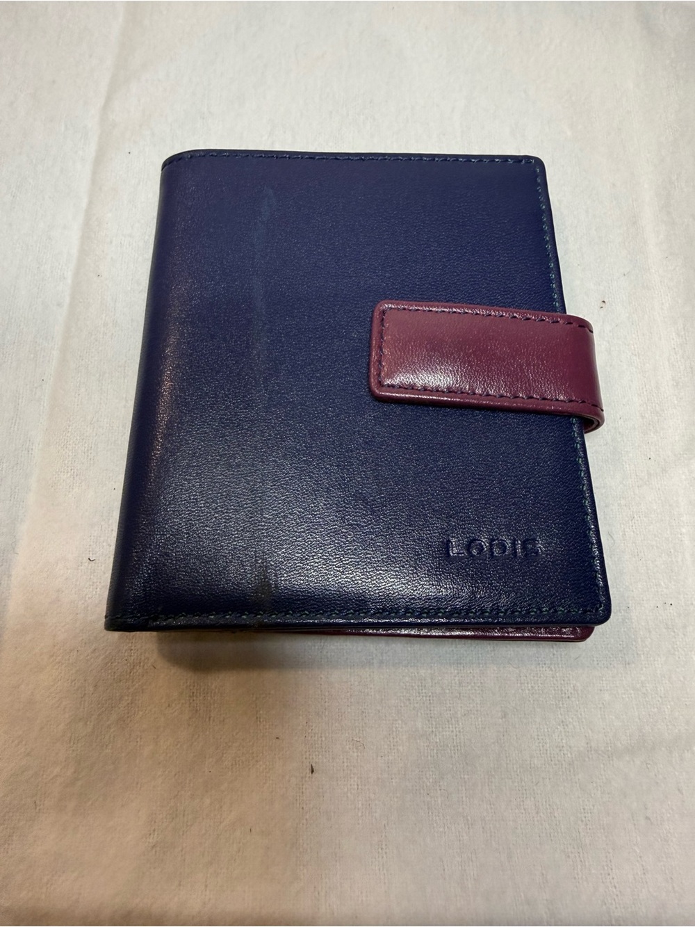 Lodis Colorblock Leather Card Wallet ID Holder Coin Purse Blue Purple Teal